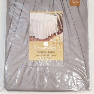 DreamScape Twin Ruffled Bedskirt 100% Cotton Frost Gray